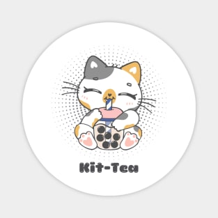 Funny Kawaii Kit-tea| Funny Bubble Tea Cat Lover Magnet